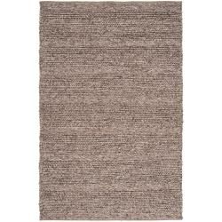 Hand woven Casual Solid Brown Auke Wool Rug (5 X 8)