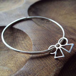 silver bangle with bow charm by laura creer