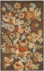 Handmade Blossom Brown Traditional Wool Rug (4 X 6)