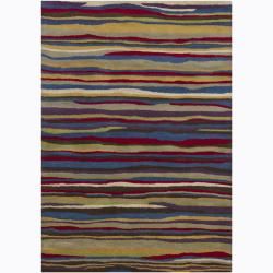 Hand tufted Striped Mandara Abstract Wool Rug (7 X 10)