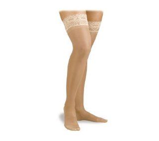 Activa Sheer Therapy Silicone Lace Top Closed Toe Thigh Highs 15 20 mmHg Black B Health & Personal Care