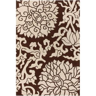 Thomaspaul Brown And Ivory Floral Hand tufted New Zealand Wool Rug (3 X 5)