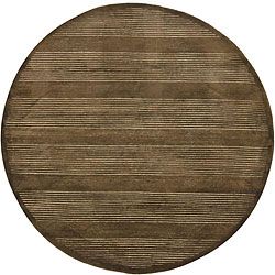 Hand knotted Mandara Brown New Zealand Wool Area Rug (79 Round)