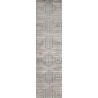 Candice Olson Hand knotted White Light House Geometric Wool Rug (26 X 10)