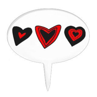 Love, Romance, Hearts   Red Black Cake Toppers