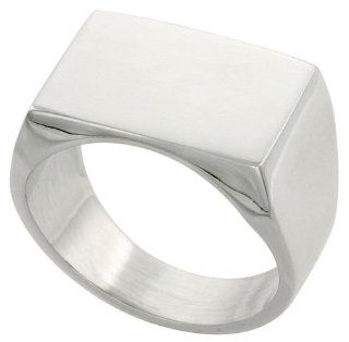 Sterling Silver Rectangular Signet Ring Solid Back Handmade, sizes 8   13 Jewelry
