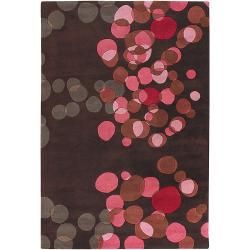 Avalisa Brown With Pink Geometric Hand tufted New Zealand Wool Rug (5 X 76)