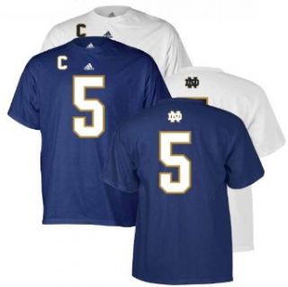 NCAA Notre Dame Fighting Irish Men's #5 White Jersey Tee (White, Small)  Sports Fan T Shirts  Clothing