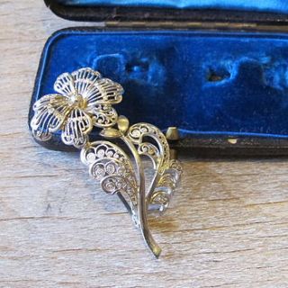 vintage filigree silver flower brooch pin by ava mae designs