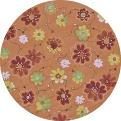 Hand hooked Coventry Spice Floral Indoor/ Outdoor Rug (710 Round)