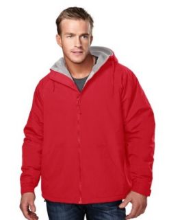 Tri Mountain Mens nylon hooded jacket with fleece lining   RED / GRAY   XS at  Mens Clothing store