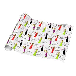Cheers To The Holidays Wine Women Gift Wrap