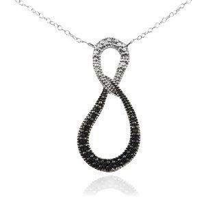 Sterling Silver Black & White Diamond Accent Infinity Necklace Jewelry
