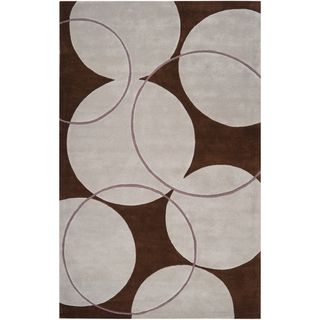 Hand tufted Goa Brown Geometric Circles Wool Rug (2 X 3)