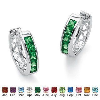 Birthstone Huggie Hoop Earrings Birthstone MAY Emerald Jewelry