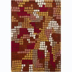 Hand tufted Mani Modern Abstract Brown Wool Rug (5 X 7)