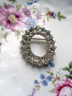 vintage diamante wreath brooch by once upon a tea cup