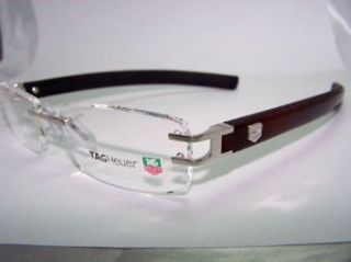 TAG HEUER LIMITED EDITION L TYPE 0113 COL. 012 SILVER BROWN LEATHER TEMPLES RIMLESS EYEGLASSES Clothing