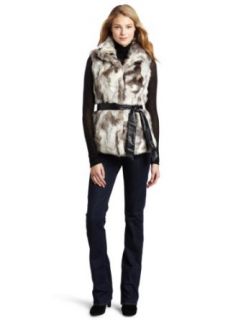 Kristen Blake Women's Faux Fur Coat With Belt, New Chinchilla, Small