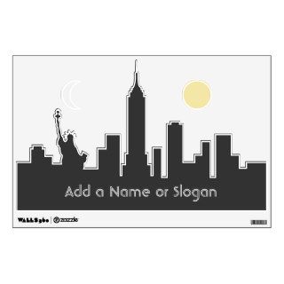 New York City Skyline with Custom Text Wall Decal