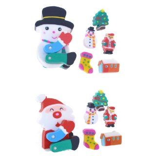 12 Pcs Christmas Tree Snowman Santa Design Rubber Erasers Set  Cube Erasers 