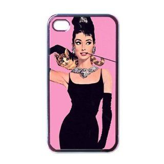 Audrey Hepburn Pink Dress iPhone 4 / iPhone 4s Black Designer Shell Hard Case Cover Protector Gift Idea Cell Phones & Accessories