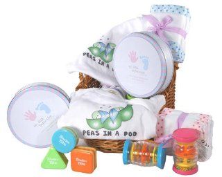 Baby Gift Basket for Twins (Deluxe, 1 Boy and 1 Girl)  Baby