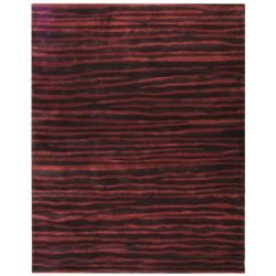 Handmade Stripes Plum New Zealand Wool Rug (36 X 56)