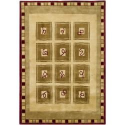 Hand knotted Mandara Geometric Gold New Zealand Wool Area Rug (57 X 79)