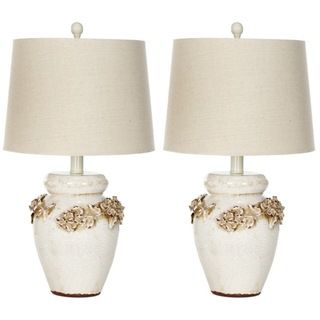 Indoor 1 light Raised Floral Garden Table Lamps (Set of 2) Safavieh Lamp Sets