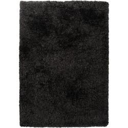 Hand woven Black Hiero New Zealand Wool / 20 Soft Shag (9 X 13)