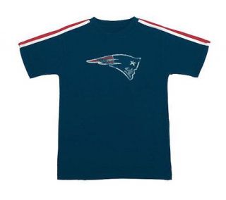 NFL NE Patriots Youth (8 20) Distressed Logo Ringer T Shirt —