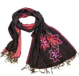 embroidered flower scarf four colours by charlotte's web