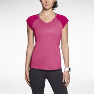Nike Miler V Neck Womens Running Shirt   Dynamic Pink