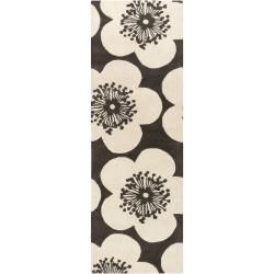 Aimee Wilder Hand tufted Black Courland Floral Wool Rug (26 X 8)