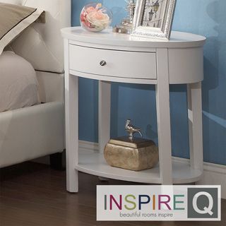 Inspire Q Inspire Q Fillmore White Oval Wood Accent Table White Size 1 drawer