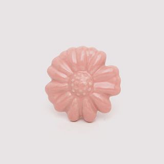 pink ceramic flower 'love me do' decorative knob by trinca ferro