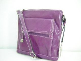 Giani Bernini Glazed Leather Crossbody Handbag Purse ~ Purple In Color Clothing