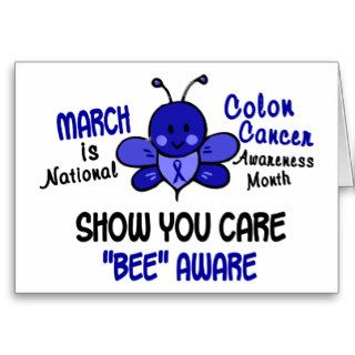 Colon Cancer Awareness Month Bee 1.1 Greeting Cards