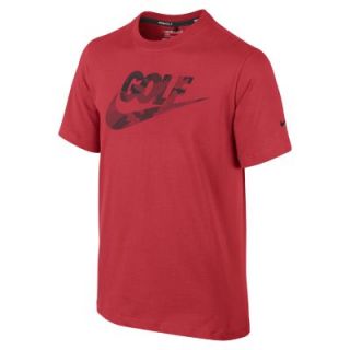 Nike Logo Boys Golf T Shirt   Action Red
