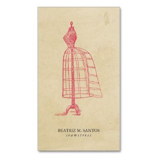 Fashion Vintage Dress Form Cool Pink Plain Simple Business Card Template