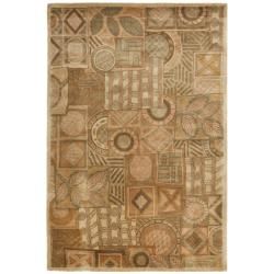 Handmade Plaid Beige Wool Rug (36 X 56)