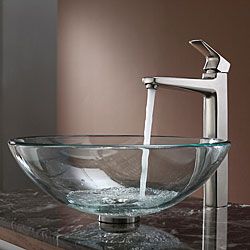 Kraus Bathroom Combo Set Clear Glass Vessel Sink/faucet Brushed Nickel