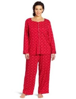 Karen Nueburger Women's Plus Size Pop Long Sleeve Cardingan Long Pajama Set, Snowflake Ditsy, 1X