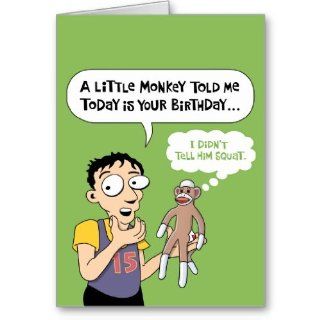 Funny Sock Monkey Birthday Card  Greeting Cards 