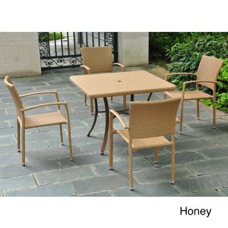 International Caravan Barcelona Resin Wicker/aluminum 39 inch Square Table With 4 Arm Chairs