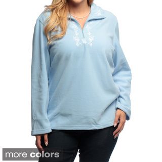 La Cera La Cera Womens Plus Size Half zip Pullover Fleece Jacket Red Size 2X (18W  20W)