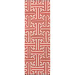 Smithsonian Hand woven Red Queens Bay Wool Rug (26 X 8)