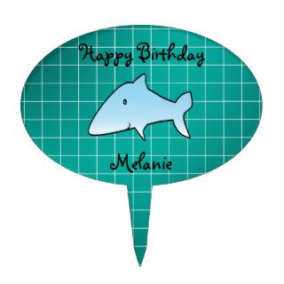 Shark cake topper with green grid