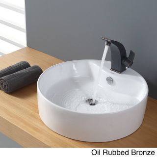 Kraus Bathroom Combo Set White Round Ceramic Sink/illusio Bas inch Faucet
